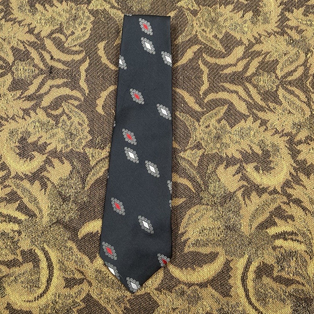 Vintage Christian Dior Neck Tie Men's Black Polyester Geometric